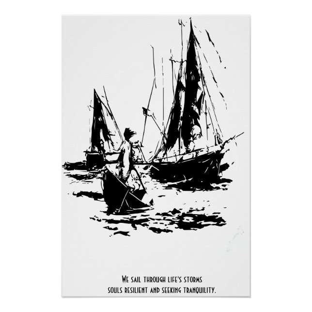 Poster tempêtes de la vie, âmes résilientes et tranquilli (Devant)