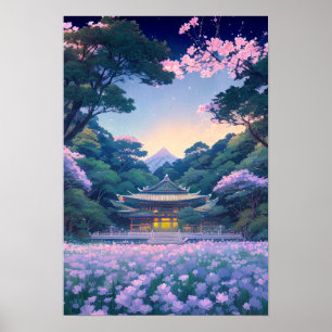 Poster Temple au bord de la forêt