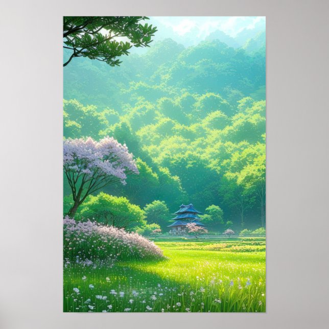 Poster Temple au milieu des arbres (Devant)