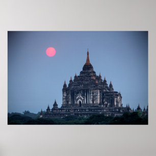 Poster Temple bouddhiste au coucher du soleil