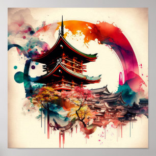Poster Temple Coloré Japon