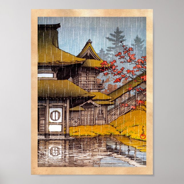 Poster Temple cool oriental classique japonais peinture (Devant)