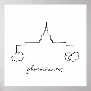 Poster temple de phoenix arizona croquis simple moderne