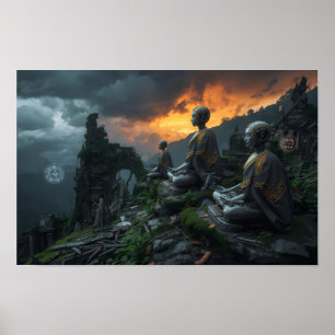 Poster Temple des derniers moines IA : Sci-Fi futuriste
