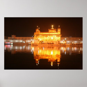 Poster Temple d'or Amritsar Inde du nord la nuit