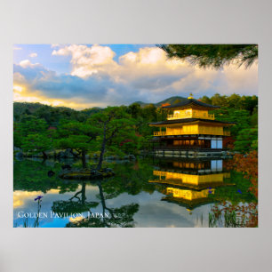Poster Temple du Pavillon d'or Kyoto Japon Paysage