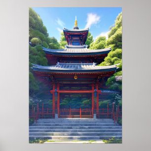 Poster Temple japonais calme