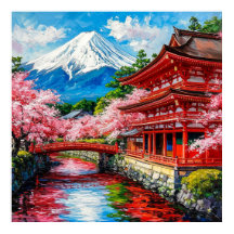 Temple japonais traditionnel avec fleurs de cerisi