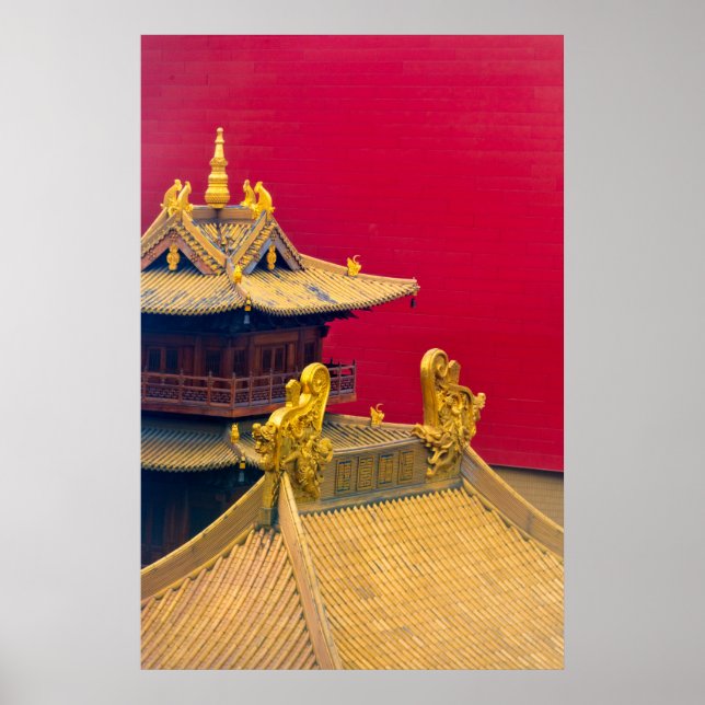 Poster Temple Jing'an, Shanghai, Chine (Devant)