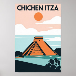 Poster Temple maya Chichen Itza à Mexico Voyage