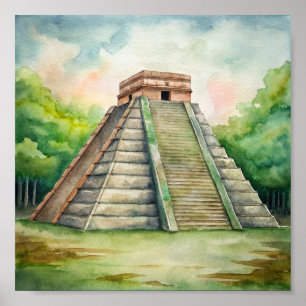 Poster Temple maya de Chichen Itza au Mexique Peinture