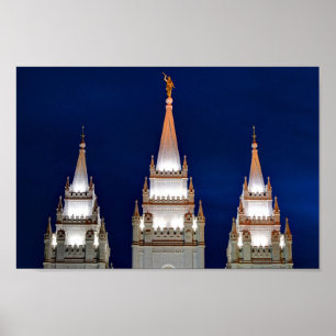 Poster Temple mormon de Salt Lake LDS la nuit