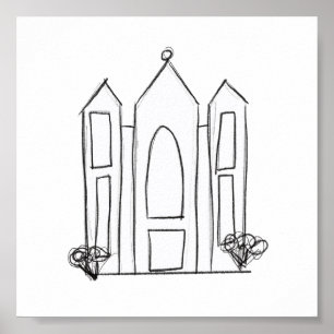 Poster Temple mormon simple moderne LDS Salt Lake City