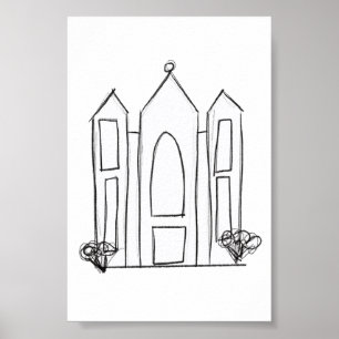 Poster Temple mormon simple moderne LDS Salt Lake City