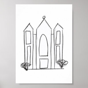 Poster Temple mormon simple moderne LDS Salt Lake City