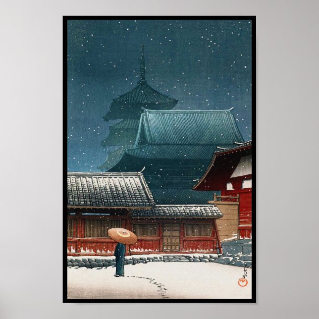Poster Temple Tennô-ji à Osaka hasui kawase shin hanga (Devant)