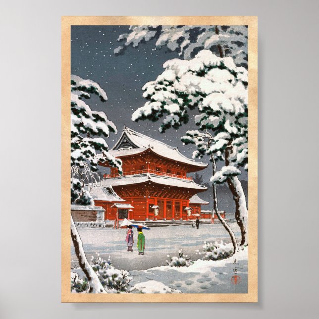 Poster Temple Zojoji dans la scène hivernale de Snow Tsuc (Devant)