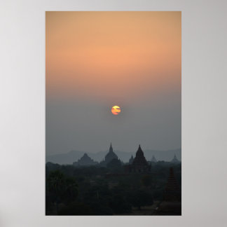Poster Temples antiques au coucher du soleil - Bagan, Mya