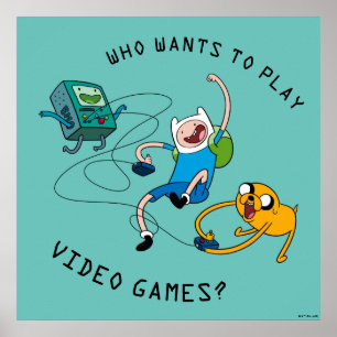 Poster Temps d'aventure Finn & Jake Jouer avec BMO