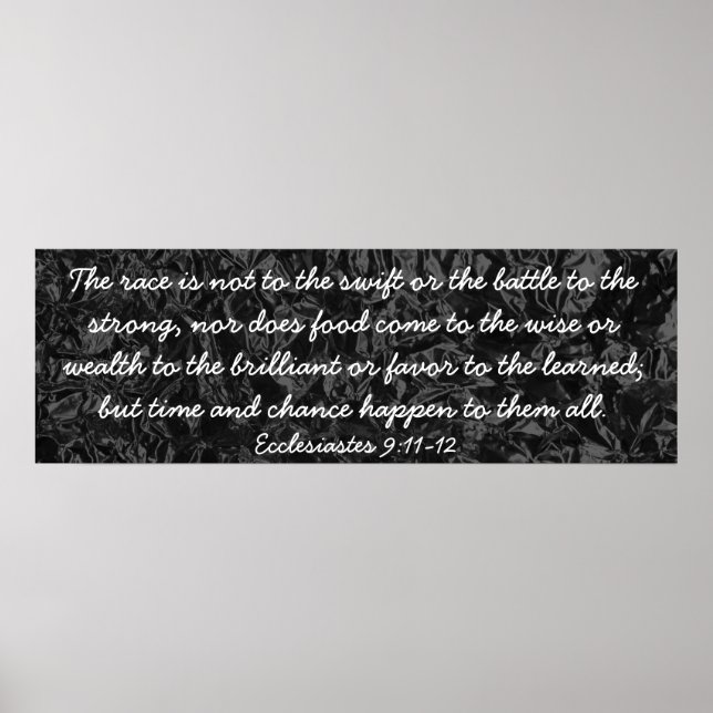 Poster Temps et chance vers de la Bible Ecclesiastes 9:11 (Devant)