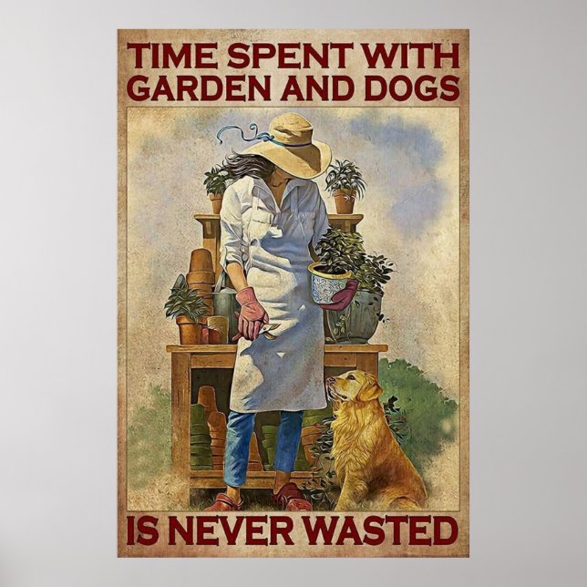 Poster Temps passé avec le jardin et le chien n'est jamai (Devant)