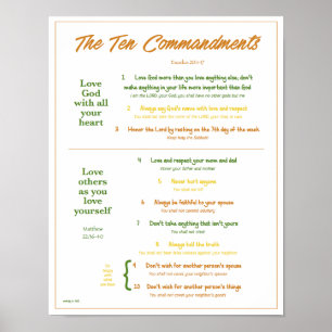 Poster Ten Commandments for Kids--Earth Tones w/border