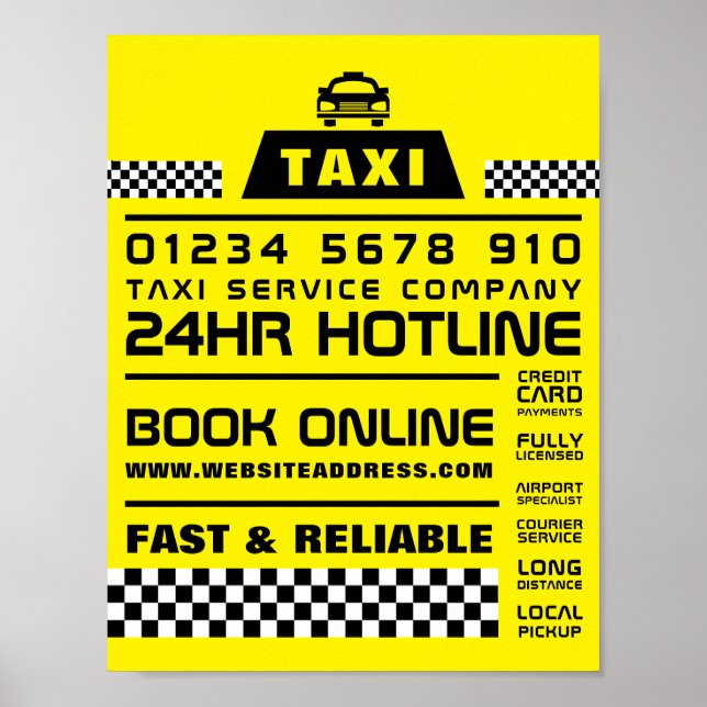 Poster Tendance et moderne, Taxi Cabine firme publicité (Devant)