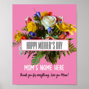 POSTER TENDANCE FLEURIE BONNE FÊTE DES MÈRES