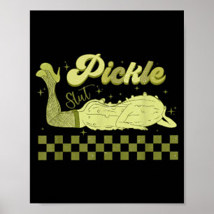 Poster Tendance rétro pickles drôle de nourriture tenue e