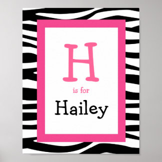 Poster Tendance Zebra Print Nursery Wall Art Name Print
