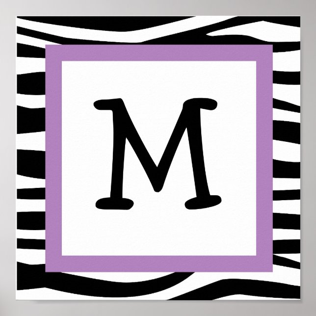 Poster Tendance Zebra Print Nursery Wall Art Name Print (Devant)