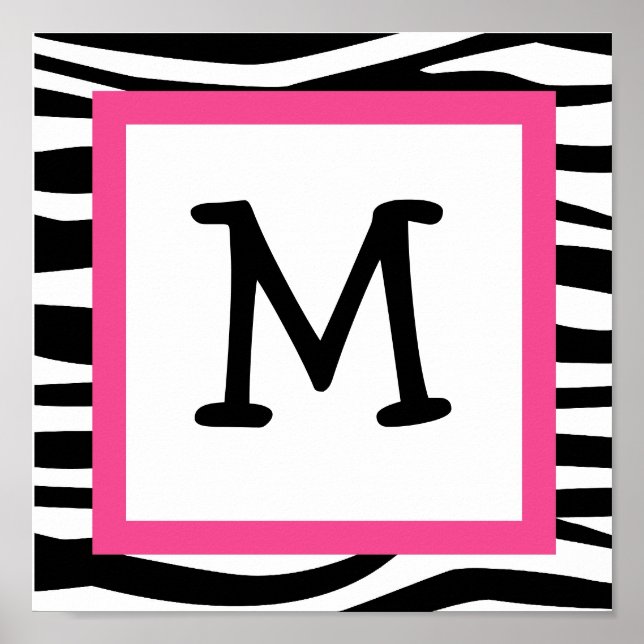 Poster Tendance Zebra Print Nursery Wall Art Name Print (Devant)