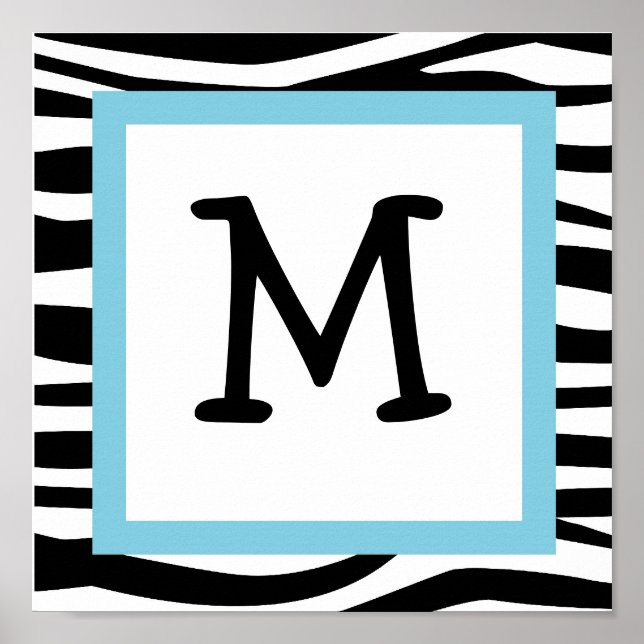 Poster Tendance Zebra Print Nursery Wall Art Name Print (Devant)