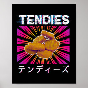 Poster Tendies Vaporwave Poulet Anime 80s Tenders Japon