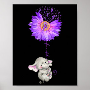 Poster Teneur d'éléphant Violet Tournesol Fibromyalgie La
