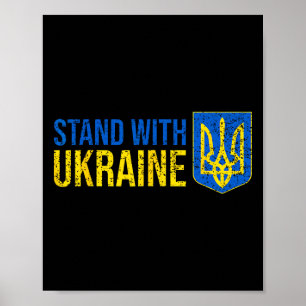 Poster Tenez-vous avec le drapeau ukrainien Armoiries Ukr