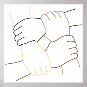 Poster Tenir Mains Multi Race One Love Inclusive Moderne