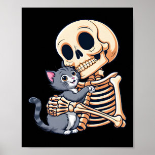 Poster Tenir Un Chat Cute Halloween Costume Crâne Chat