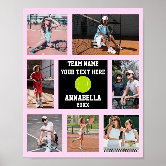 Poster Tennis 7 Photo collage Pink nom de l'équipe (Devant)