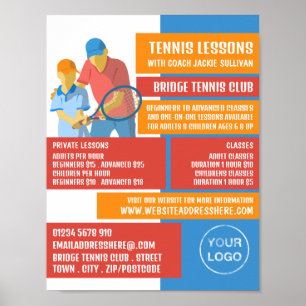 Poster Tennis Art Design, Tennis Leçons/Classes Advert