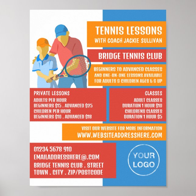 Poster Tennis Art Design, Tennis Leçons/Classes Advert (Devant)