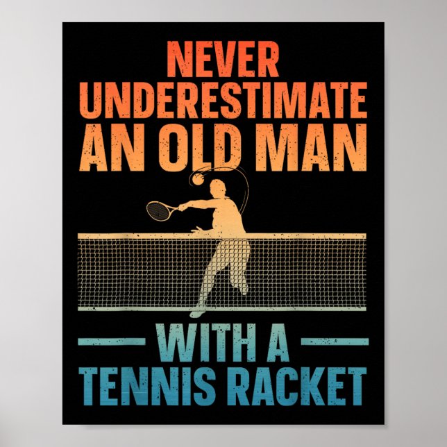 Poster Tennis Art Pour Hommes Grandpa Tennis Lover Pla (Devant)