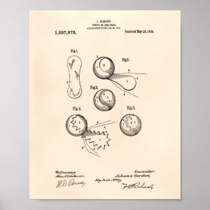 Poster Tennis Ball 1914 Art Brevet Vieux Poivre