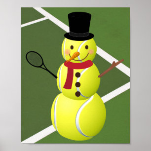Poster Tennis Ball Snowman et Noël