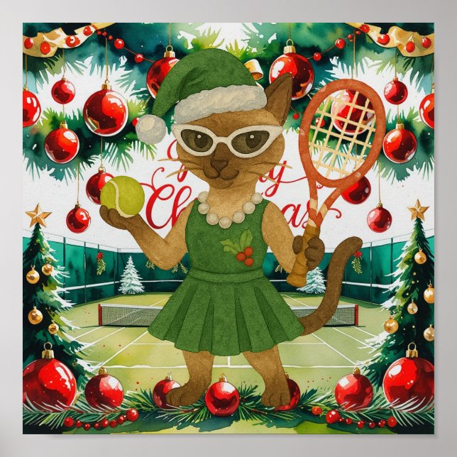 Poster Tennis Christmas Themed dress for cat lovers (Devant)