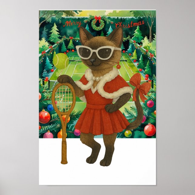 Poster Tennis Christmas Themed dress for cat lovers Poste (Devant)