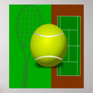 Poster Tennis Court and Racquets