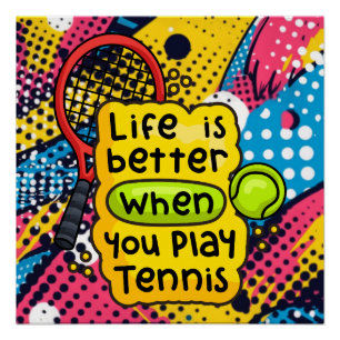 Poster Tennis Life est meilleur sur le court sur abstrait