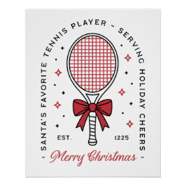 Poster Tennis merry Christmas funny wishes red aesthetic