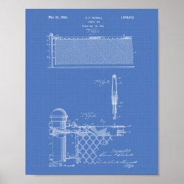 Poster Tennis Net 1934 Patent Art Blueprint